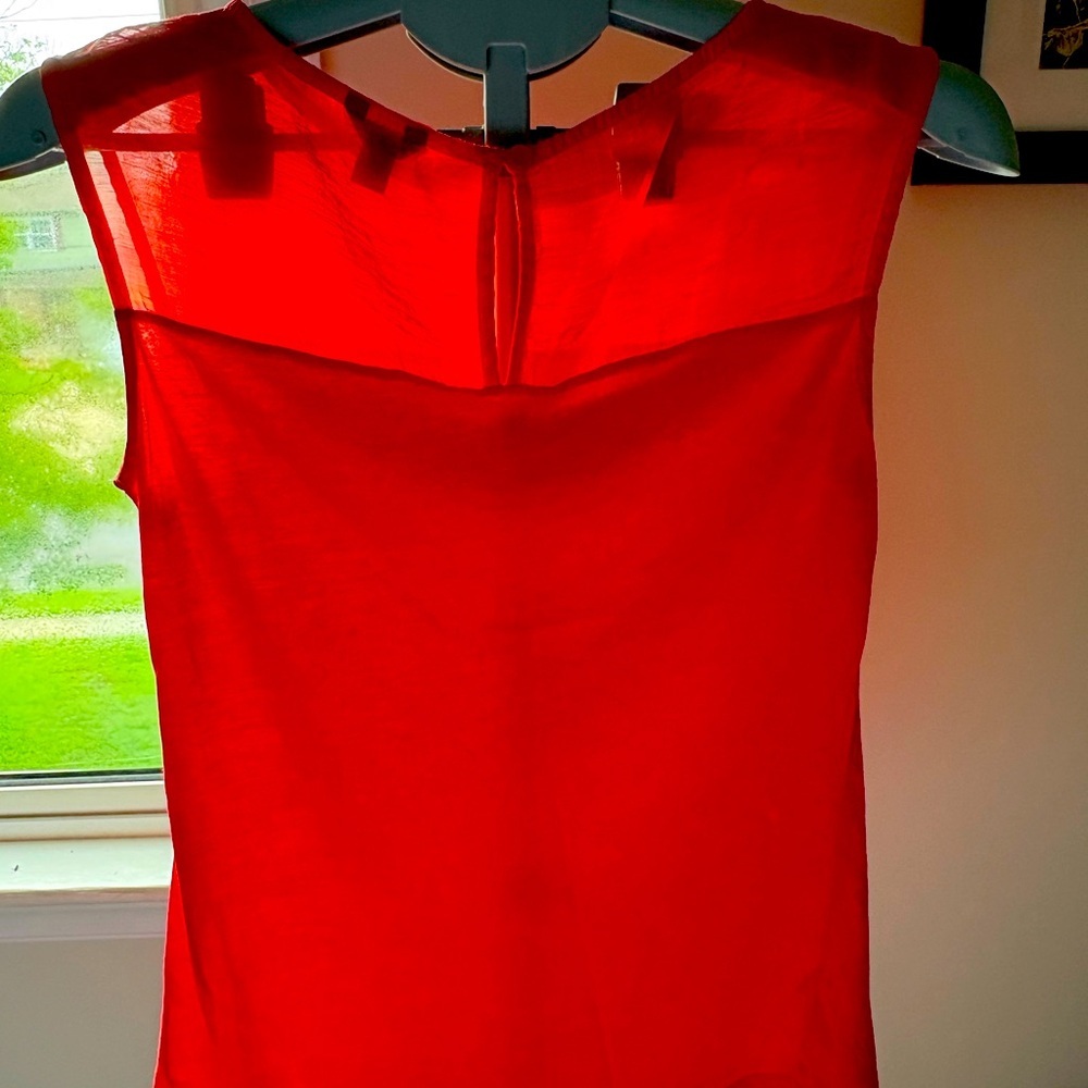 Ann Taylor Red Sleeveless Sheer Blouse Size Small
